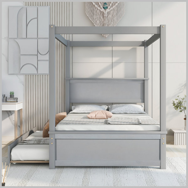 Red Barrel Studio® Modern Wood Canopy Bed With Trundle Bed - Wayfair Canada